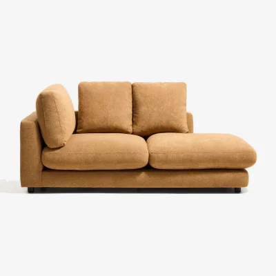 Kave Home Gala chaise longue module right side in mustard micro bouclé
