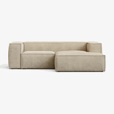 Kave Home Blok 2-seater right chaise longue sofa in natural thick corduroy 240cm FSC Mix Credit