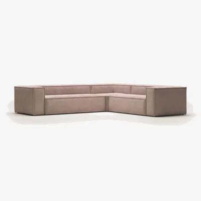 Kave Home Blok 5 seater corner sofa in pink wide seam corduroy, 320 x 290 cm / 290 x 320 cm FR