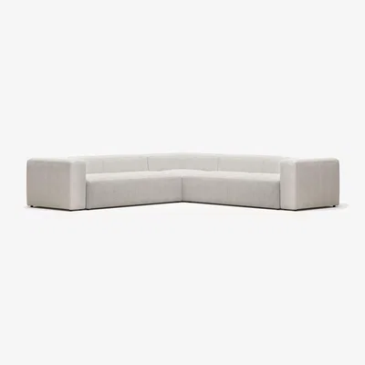 Kave Home Blok 6 seater corner sofa in white fleece, 320 x 320 cm FR