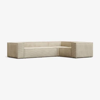 Kave Home Blok fire-retardant 4-seater corner sofa in thick ecru corduroy 320x230/230x320cm FSC Mix Credit