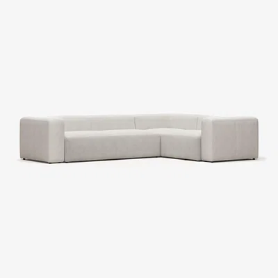 Kave Home Blok 4 seater corner sofa in white fleece, 320 x 230 cm / 230 x 320 cm FR