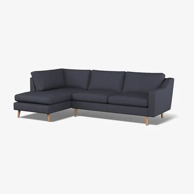 La Redoute Rosa Soft Brushed Chaise - Left facing with Light Wood Legs
