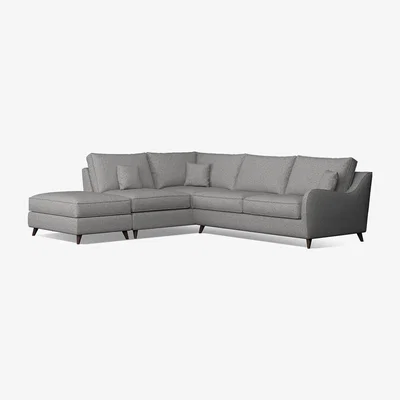 La Redoute Amelia Woven Left Facing Corner Sofa & Footstool with Dark Antique Wood Legs