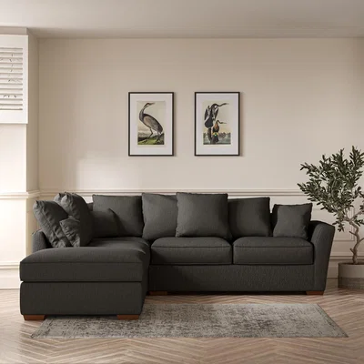 La Redoute Florence Scatterback Textured Woven Left Facing Corner Sofa & Footstool with D