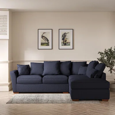 La Redoute Florence Scatterback Textured Woven Right Facing Corner Sofa & Footstool with