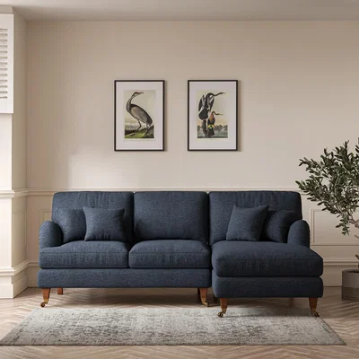 La Redoute Emeline Soft Brushed Corner Chaise Sofa with Antique Castor Legs (Right Facing