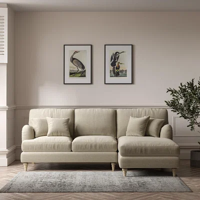 La Redoute Emeline Tonal Basket Weave Corner Chaise Sofa with Oak Legs (Right Facing)