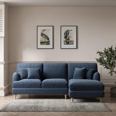 La Redoute Emeline Tonal Basket Weave Corner Chaise Sofa with Oak Legs (Right Facing)