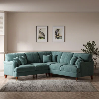 La Redoute Emeline Velvet Corner Sofa with Castor Legs