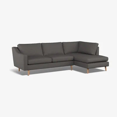 La Redoute Rosa Soft Woven Chaise - Right Facing with Light Wood Legs