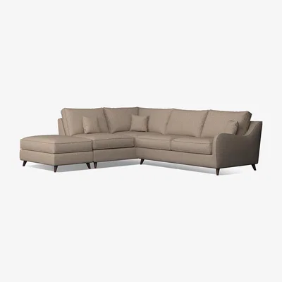 La Redoute Amelia Woven Left Facing Corner Sofa & Footstool with Dark Antique Wood Legs