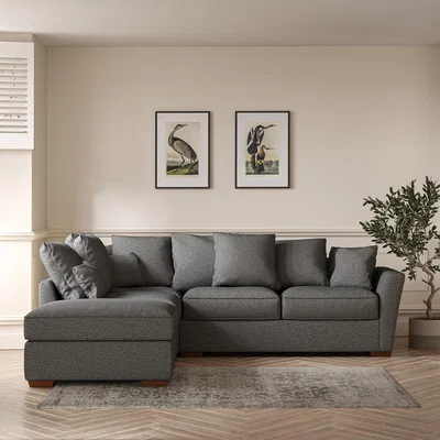 La Redoute Florence Scatterback Woven Left Facing Corner Sofa & Footstool with Dark Brown