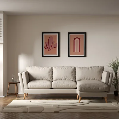 La Redoute Frida Contemporary Soft Brushed Corner Chaise Feather Sofa with Light Wood Legs (Right Facing)