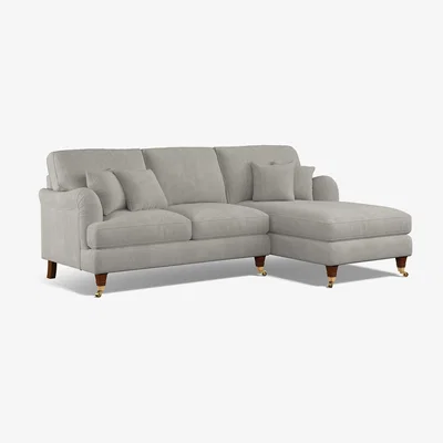 La Redoute Emeline Soft Brushed Right Hand Chaise with Antique Brass Castor Legs