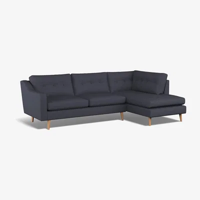 La Redoute Rosa Buttoned Soft Brushed Chaise - Right facing with Light Wood Legs