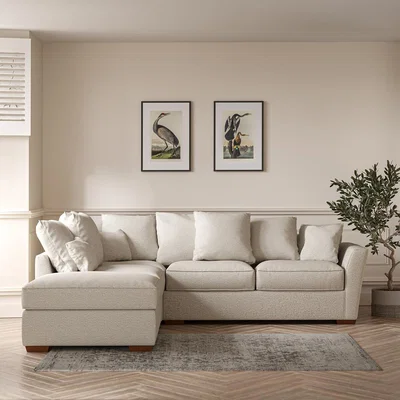 La Redoute Florence Scatterback Woven Left Facing Corner Sofa & Footstool with Dark Brown