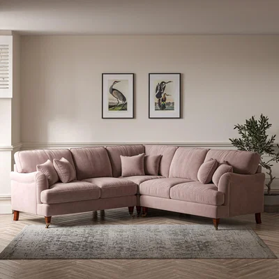 La Redoute Emeline Velvet Corner Sofa with Castor Legs