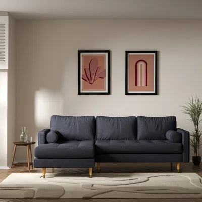 La Redoute Coco Mid-Century Soft Brushed Corner Chaise Sofa with Light Wood Legs (Left Facing)
