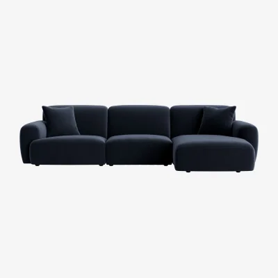 Loaf Squishblocks Modular Chaise Sofa, Large Right Hand (Liquorice Blue Clever Velvet)