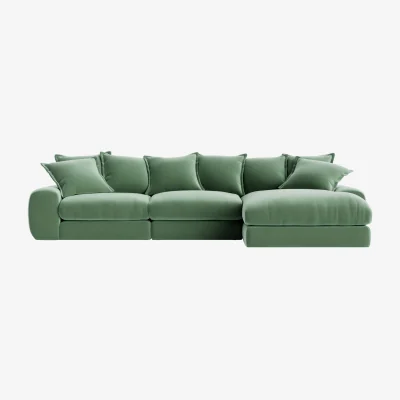 Loaf Wodge Modular Chaise Sofa, Large Right Hand (Cucumber Sandwich Clever Velvet)