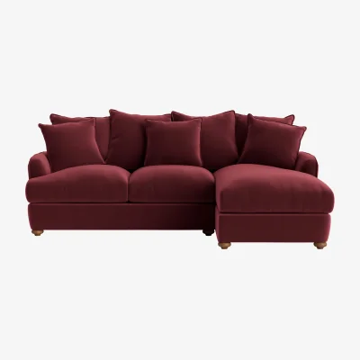 Loaf Smooch Chaise Sofa, Large Right Hand (Drenched Damsons Clever Velvet)