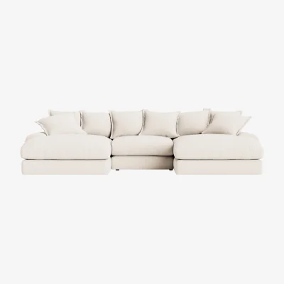 Loaf Wodge Modular Chaise Sofa, Udoch (Frothy Milk Clever Slubby Cotton)
