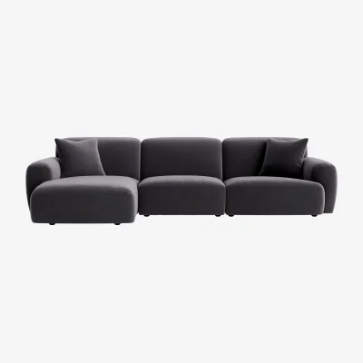 Loaf Squishblocks Modular Chaise Sofa, Large Left Hand (Wire Wool Clever Velvet)