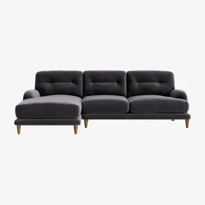 Loaf Sugar Bum Chaise Sofa, Extra Large Left Hand (Wire Wool Clever Velvet)