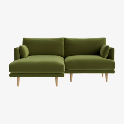 Loaf Jeffers Chaise Sofa, Large Left Hand (Grass Clippings Clever Velvet)