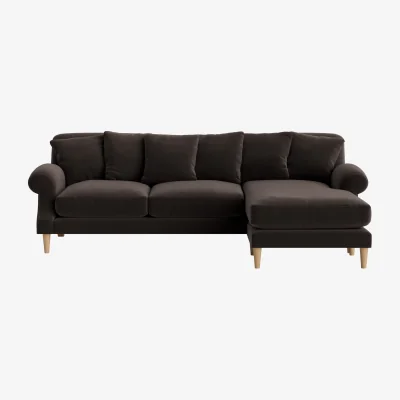 Loaf Crumpet Chaise Sofa, Extra Large Right Hand (Coal Scuttle Clever Velvet)