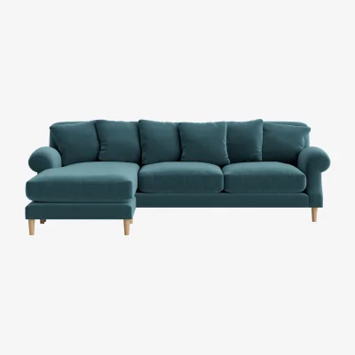 Loaf Crumpet Chaise Sofa, Extra Large Left Hand (Sopping Seagrass Clever Velvet)