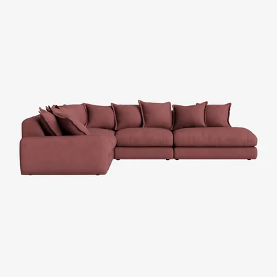 Loaf Wodge Modular Corner Sofa - Large Left Hand - Clever Cotton - Berry Jelly
