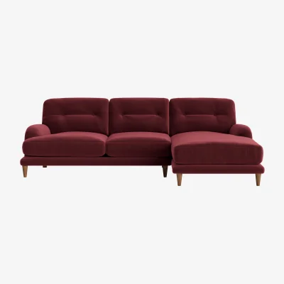 Loaf Sugar Bum Chaise Sofa, Extra Large Right Hand (Drenched Damsons Clever Velvet)