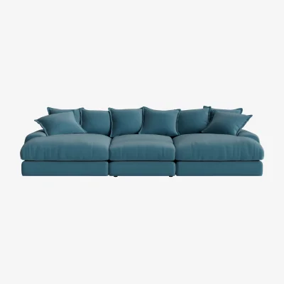 Loaf Wodge Chaise Movie Sofa (Teacup Teal Clever Velvet)