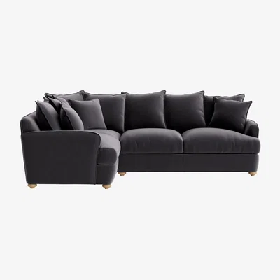 Loaf Smooch Corner Sofa - Large Left Hand - Clever Velvet - Wire Wool