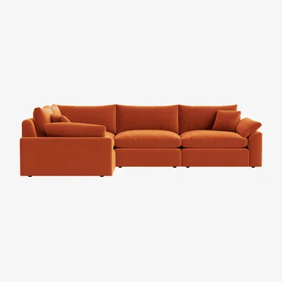 Loaf Cuddlemuffin Modular Corner Sofa - Large Left Hand Corner - Clever Velvet - Bobbing Buoy