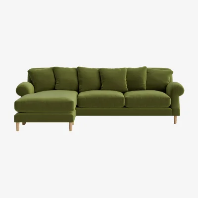 Loaf Crumpet Chaise Sofa, Extra Large Left Hand (Grass Clippings Clever Velvet)