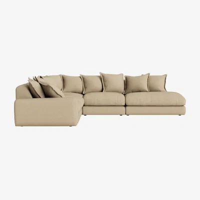 Loaf Wodge Modular Chaise Corner Sofa, Largelhch (Wooden Spoon Clever Slubby Linen)