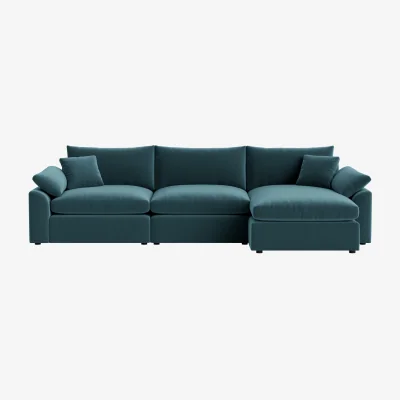 Loaf Cuddlemuffin Modular Chaise Sofa, Large Right Hand (Sopping Seagrass Clever Velvet)