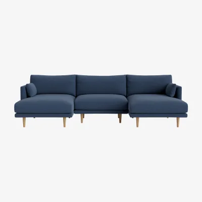 Loaf Jeffers Chaise Sofa, Udoch (Cook Book Blue Clever Linen)