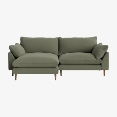 Loaf Slow Riser Chaise, Large Left Hand (Sage Sprig Clever Slubby Cotton)