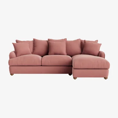 Loaf Smooch Chaise Sofa, Extra Large Right Hand (Pudding Pink Clever Linen)