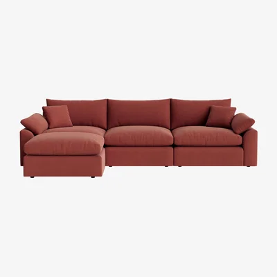 Loaf Cuddlemuffin Modular Chaise Sofa - Medium Left Hand - Clever Linen - Summer Pudding