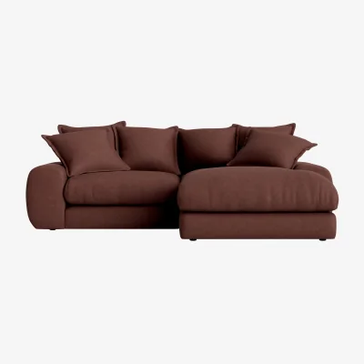 Loaf Wodge Modular Chaise Sofa, Med Rh (Mulberry Wine Clever Linen)