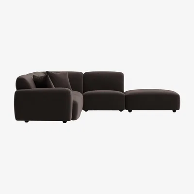 Loaf Squishblocks Modular Corner Chaise Large Left Hand in Coal Scuttle Clever Velvet
