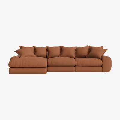 Loaf Wodge Modular Chaise Sofa, Large Left Hand (Cinnamon Bun Clever Linen)