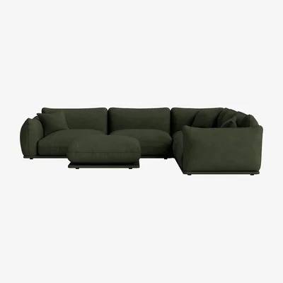 Loaf Blockbuster Modular Corner Sofa with Footstool, Large Even (Woody Walk Clever Cotton)