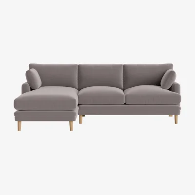 Loaf Squisharoo Chaise Sofa, Extra Large Left Hand (Tarnished Silver Clever Velvet)
