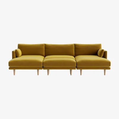 Loaf Jeffers Chaise Cinema Sofa (Honey Pot Clever Velvet)
